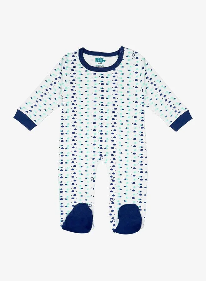 Babies Basic 5-Piece 100% Cotton Bib, Romper, Mittens, Cap and Sleepsuit Set